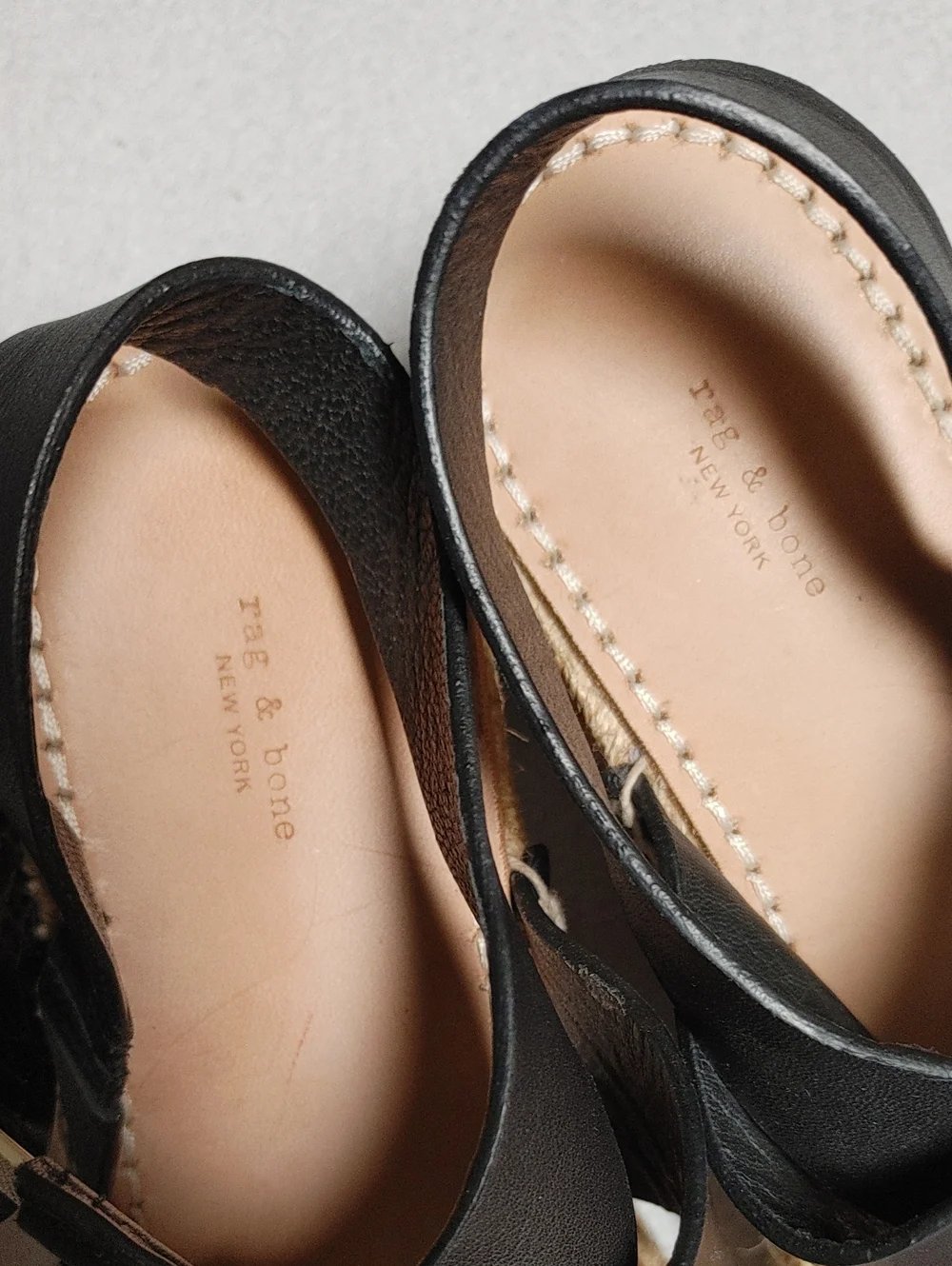 Rag & Bone August Espadrille Platform Black Strappy Sandals Size 37.5